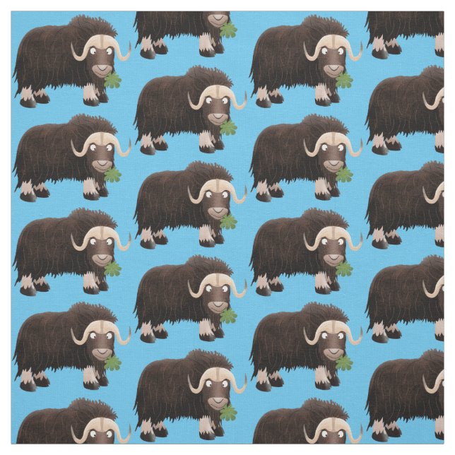 Tissu Drôle dessin animé de boeuf musqué (Échantillon)