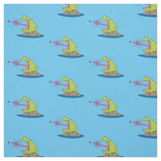 Tissu Drôle dessin animé de grenouille et mouche (Échantillon)
