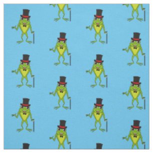 Tissu Drôle grenouille avec chapeau dessus dessin animé