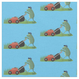 Tissu Drôle grenouille verte tondre la pelouse dessin