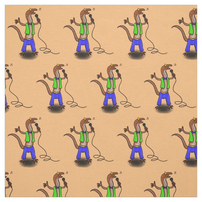 Tissu Drôle lézard chantant avec bande dessinée de micro (Échantillon)