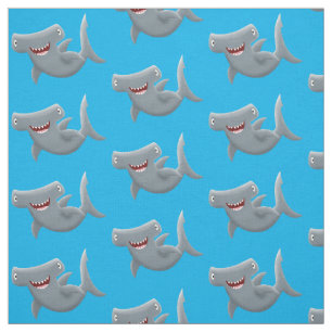 Tissu Drôle mignon requin marteau dessin animé