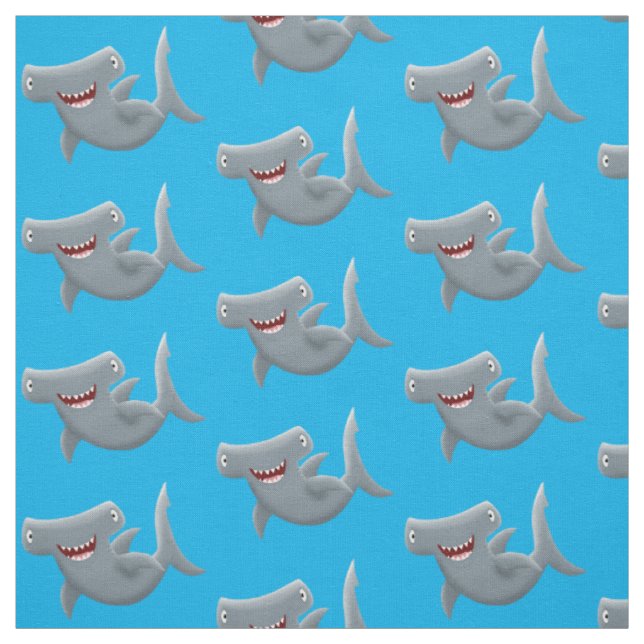 Tissu Drôle mignon requin marteau dessin animé (Échantillon)