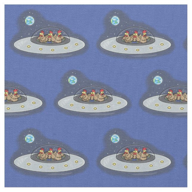 Tissu Drôle poule dans l'espace dessin animé (Fermer)