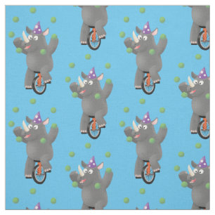Tissu Drôle rhinocéros mignon jonglant sur monocycle