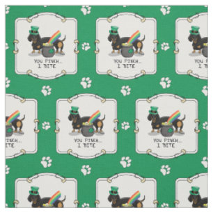 Tissu Drôle St. Patrick's Day Dachshund (noir & bronzage