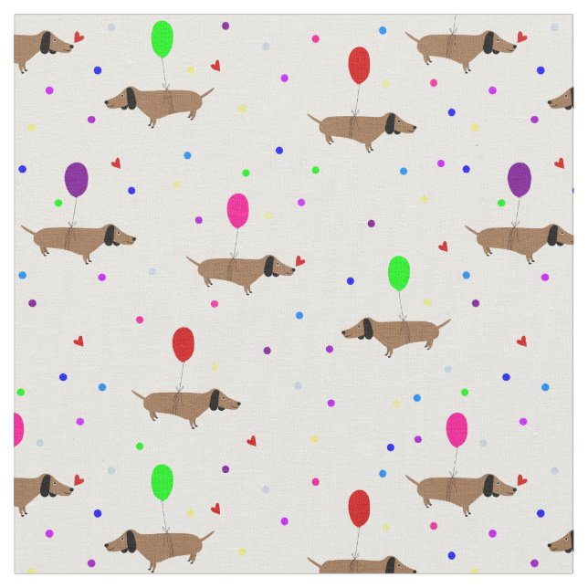 Tissu drôles chiens vierges ballons dachshund (Fermer)