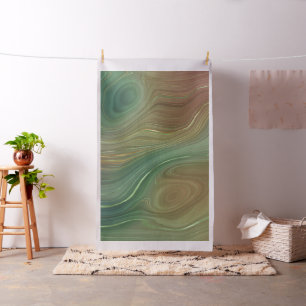 Tissu Earthy Emerald Strata   Agate d'encre verte et dor