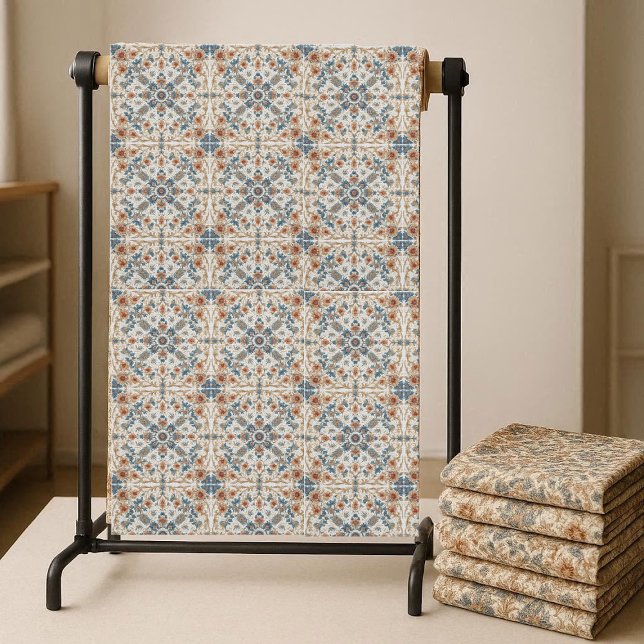 Tissu Earthy Tones Boho Floral Pattern Minimalistic Chic (Earthy Tones Boho Floral Pattern Minimalistic Chic Fabric)