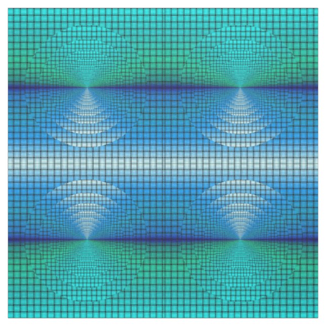 Tissu Eau Cercle Bleu Vert Imprimer Vérification Motif F (Échantillon)