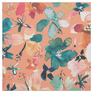 Tissu Eau de couleur de l'ÎLE Flore tropicale sur la p