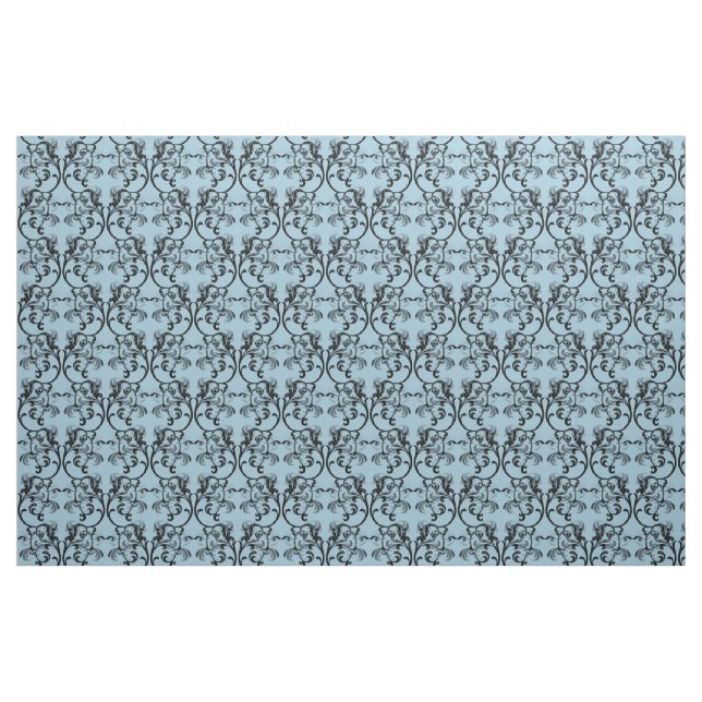 Tissu Ebony Blue Parisian Damask Pattern Fabric (Fat Quarter)
