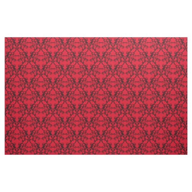 Tissu Ebony Red Parisian Damask Pattern Fabric (Fat Quarter)