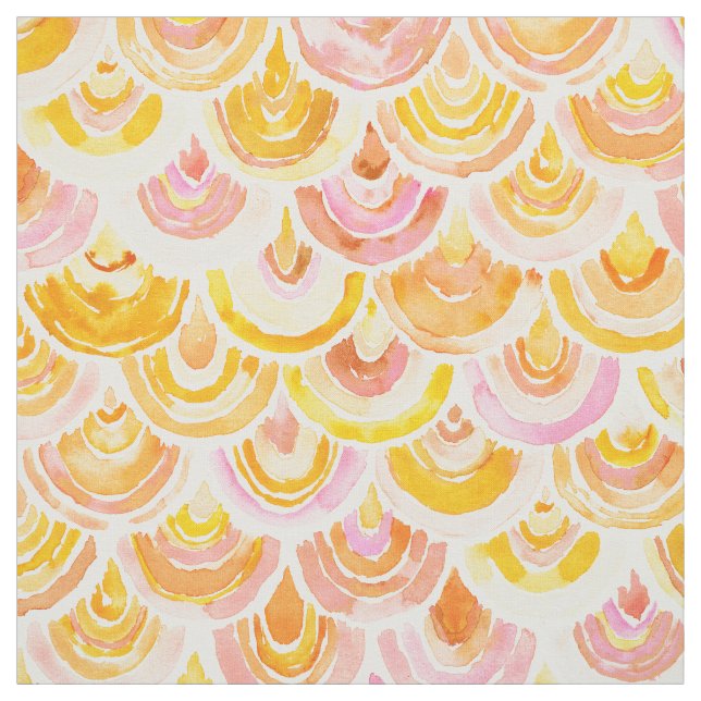 Tissu Échelle de poissons jaune d'aquarelle de (Échantillon)