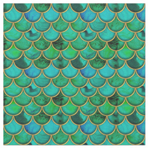 Tissu Echelle verte 3d avec or