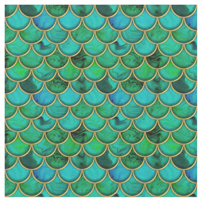 Tissu Echelle verte 3d avec or (Fermer)