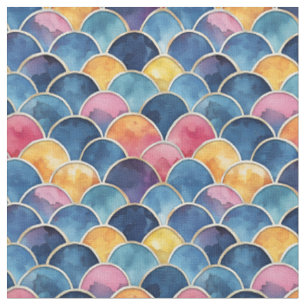 Tissu Échelles arc-en-ciel aquarelles