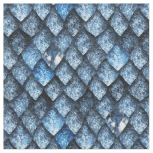 Tissu Échelles de dragon/gemmes bleues