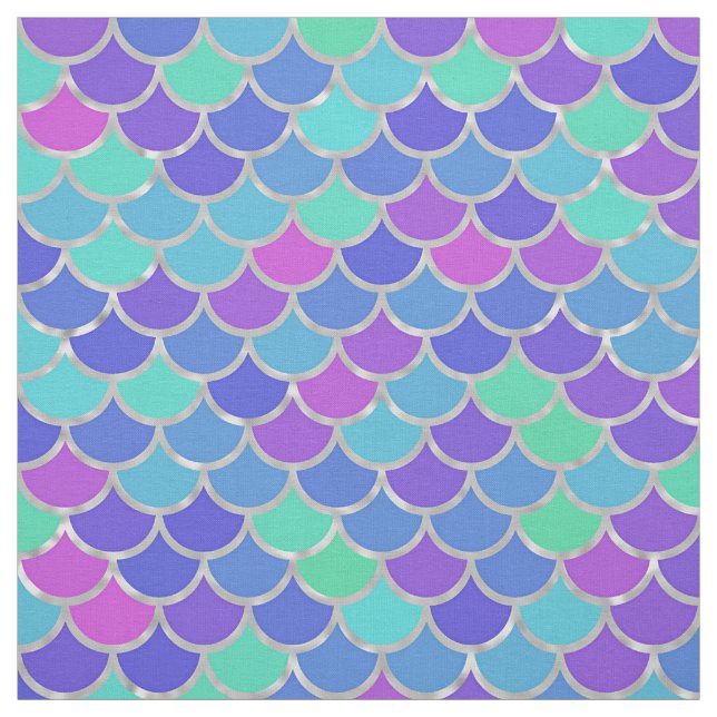 Tissu Échelles de sirène multicolore et argentée (Échantillon)