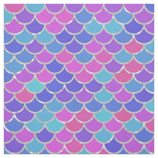 Tissu Échelles de sirène multicolore et argentée (Échantillon)
