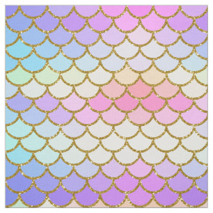 Tissu Échelles de sirène multicolore et Parties scintill