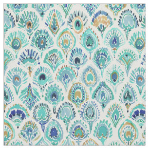 Tissu Échelles et plumes nautiques de SIRÈNE de PAON
