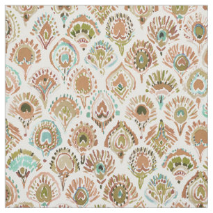 Tissu Échelles et plumes roses de menthe d'or de SIRÈN