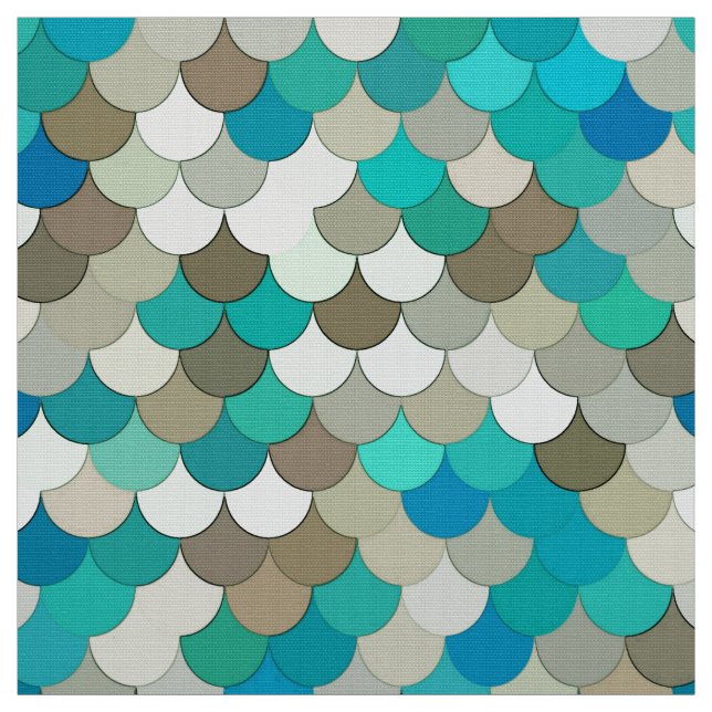 Tissu Échelles, turquoise, Aqua, Taupe, et crème de (Échantillon)