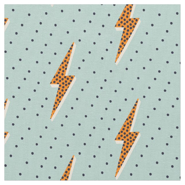 Tissu Éclair rétro foudre flash bleu pointillé  (Fermer)