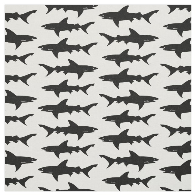 Tissu École noire et blanche d'attaque de requin des (Échantillon)