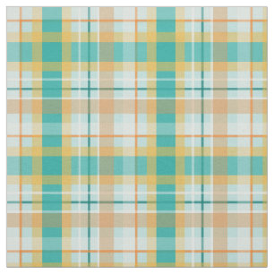 Tissu écossais turquoise et or