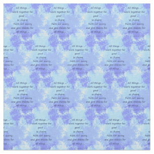 Tissu Écriture Biblique Inspirante Citations Blues Douce
