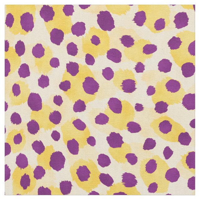 Tissu Écriture chic couleur violet jaune guépard (Fermer)