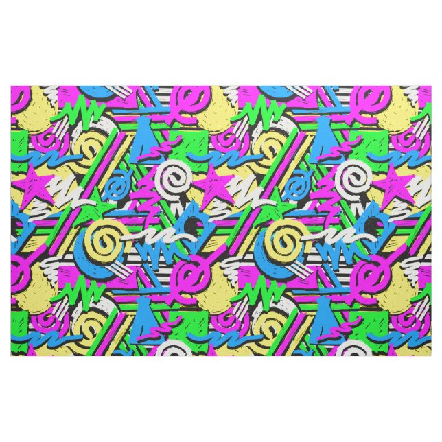 Tissu Écriture néon des années 90 (Fat Quarter)