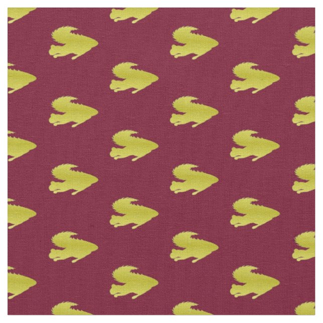Tissu Écureuil d'or sur rouge (Fermer)