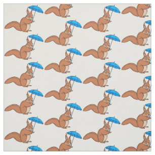 Tissu Écureuil rouge mignon avec dessin animé parapluie