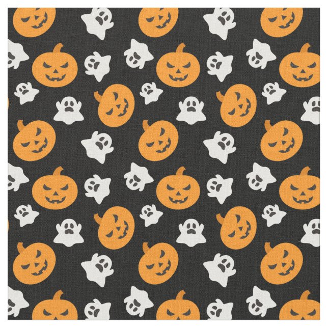 Tissu Éffrayant Halloween Ghosts & Jack-o'-lantern (Fermer)