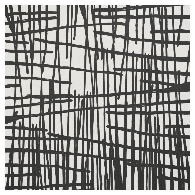 Tissu Égouttements peints à la main blancs noirs uniques (Échantillon)