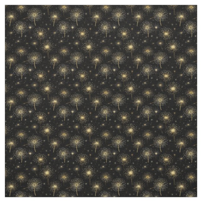 Tissu Élégance de luxe Dandelion d'or noir (Échantillon)