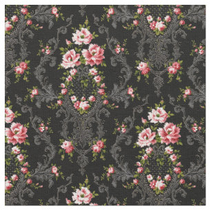 Tissu Élégant Arrière - plan Floral-Noir de Rococo