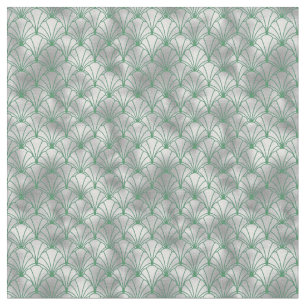 Tissu Élégant Art Déco Argent et Vert
