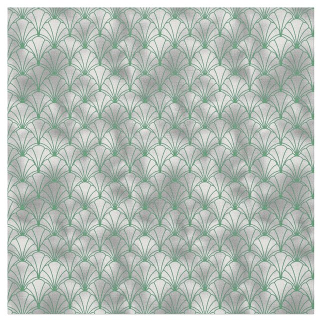 Tissu Élégant Art Déco Argent et Vert (Fermer)