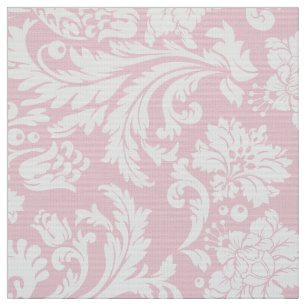 Tissu Elégant blanc & Pastel rose floral Damas