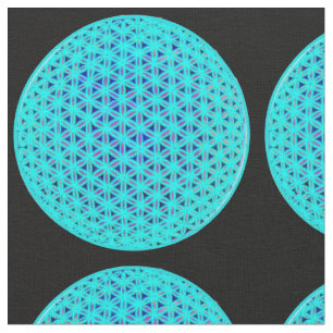Tissu Élégant bleu néon fleur turquoise de vie