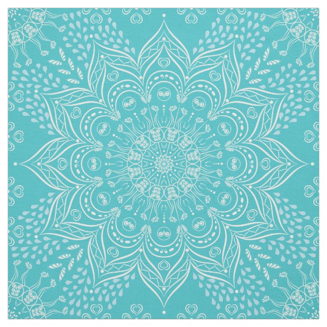 Tissu Elégant Boho Turquoise bleu Mandala (Échantillon)