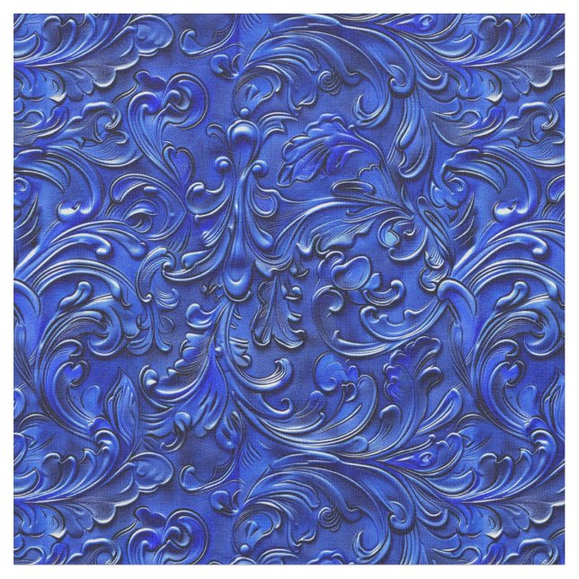 Tissu Elegant cobalt blue tooled leather  (Fermer)