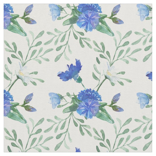 Tissu Élégant cornfleurs aquarelle (Fermer)