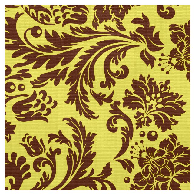 Tissu Élégant Damas Brown et jaune (Échantillon)