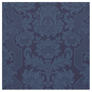 Tissu Élégant Damas victorien bleu orné  