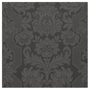 Tissu Élégant damas victorien noir orné 
